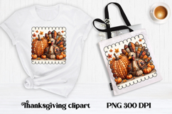 Thanksgiving Turkey Pumpkin Clipart | Patchwork sublimation Product Image 1