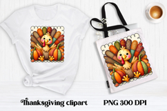 Thanksgiving Turkey Pumpkin Clipart | Patchwork sublimation Product Image 1
