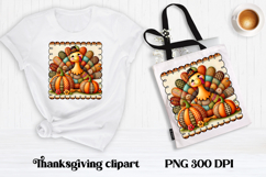 Thanksgiving Turkey Pumpkin Clipart | Patchwork sublimation Product Image 1