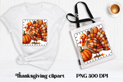 Thanksgiving Turkey Pumpkin Clipart | Patchwork sublimation Product Image 1