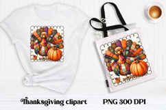 Thanksgiving Turkey Pumpkin Clipart | Patchwork sublimation Product Image 1