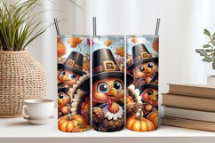 Turkeys and Pumpkins 20oz Tumbler Sublimation PNG Product Image 1