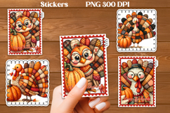 Thanksgiving turkey stickers | Printable farm animal sticker Product Image 1