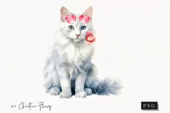 Valentine Turkish Angora Cat PNG | Valentine's Day Clipart Product Image 1