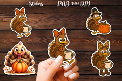 Thanksgiving turkey sticker printable | Farm animal sticker Product Image 1