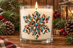 Western Snowflake PNG, Turquoise Cowhide Christmas Product Image 3
