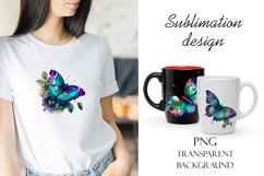 Purple watercolor Butterflies for Sublimation, Flower PNG Product Image 4