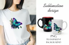Purple watercolor Butterflies for Sublimation, Flower PNG Product Image 4