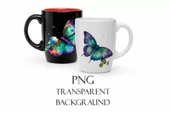 Purple watercolor Butterflies for Sublimation, Flower PNG Product Image 5