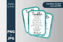 Turquoise glitter tumbler cup care instruction card