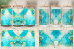 Turquoise Gold Alcohol Ink Glass Can Wraps Product Image 3