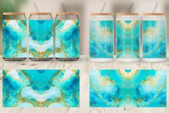 Turquoise Gold Alcohol Ink Glass Can Wraps Product Image 4