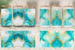 Turquoise Gold Alcohol Ink Glass Can Wraps Product Image 5