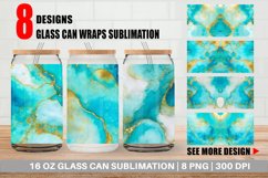 Turquoise Gold Alcohol Ink Glass Can Wraps Product Image 1