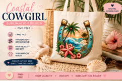 Coastal Cowgirl Horseshoe PNG Sublimation Design Product Image 4