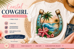 Coastal Cowgirl Horseshoe PNG Sublimation Design Product Image 1
