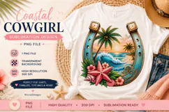 Coastal Cowgirl Horseshoe PNG Sublimation Design Product Image 1