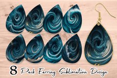 Earring teardrop sublimation design 3D wave vortex turquoise Product Image 1