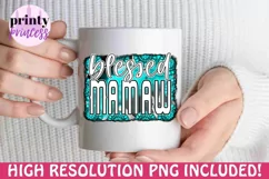 Turquoise Mamaw png, Western Blessed Mamaw design Product Image 3
