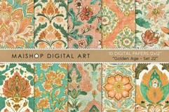 Turquoise and Peach Luxe Botanical Patterns Product Image 1