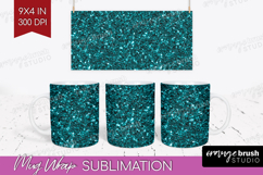 Turquoise Texture Mug Wrap - Glitter Background Mug PNG Product Image 1