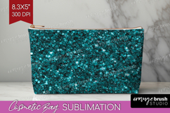Turquoise Texture Cosmetic Bag - Glitter Background Makeup Product Image 1