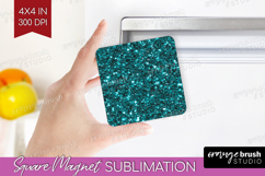 Turquoise Texture Magnet Sublimation - Glitter Background Product Image 1