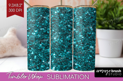 Turquoise Texture Tumbler Wrap - Glitter Background Tumbler Product Image 1