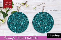 Turquoise Texture Round Earrings - Glitter Background PNG Product Image 1