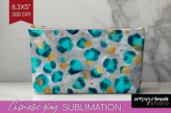 Turquoise Texture Cosmetic Bag - Glitter Background Makeup Product Image 1