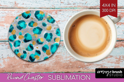 Turquoise Texture Round Coaster - Glitter Background Coaster Product Image 1