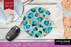 Turquoise Texture Car Coaster - Glitter Background Coaster Product Image 1