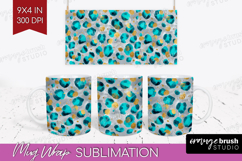 Turquoise Texture Mug Wrap - Glitter Background Mug PNG Product Image 1
