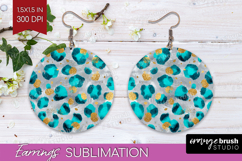 Turquoise Texture Round Earrings - Glitter Background PNG Product Image 1