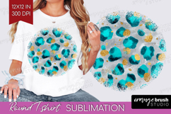 Turquoise Texture Round Tshirt Background - Glitter PNG Product Image 1