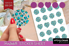 Turquoise Texture Round Sticker - Glitter Background Sticker Product Image 1