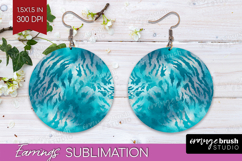 Turquoise Texture Round Earrings - Glitter Background PNG Product Image 1