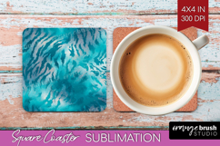 Turquoise Texture Square Coaster - Glitter Background PNG Product Image 1