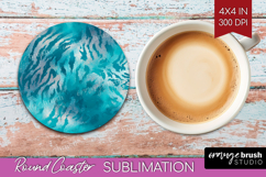 Turquoise Texture Round Coaster - Glitter Background Coaster Product Image 1