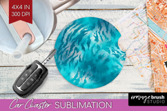 Turquoise Texture Car Coaster - Glitter Background Coaster Product Image 1
