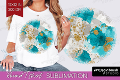 Turquoise Texture Round Tshirt Background - Glitter PNG Product Image 1