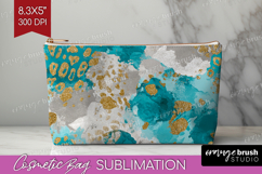 Turquoise Texture Cosmetic Bag - Glitter Background Makeup Product Image 1