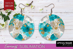 Turquoise Texture Round Earrings - Glitter Background PNG Product Image 1