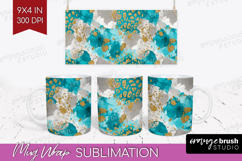 Turquoise Texture Mug Wrap - Glitter Background Mug PNG Product Image 1