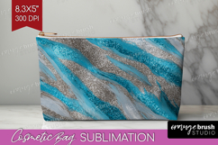 Turquoise Texture Cosmetic Bag - Glitter Background Makeup Product Image 1