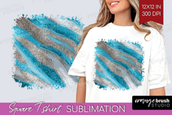 Turquoise Texture Square Tshirt Background - Glitter PNG Product Image 1