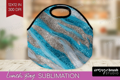 Turquoise Texture Lunch Bag - Glitter Background Lunch Bug Product Image 1