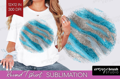 Turquoise Texture Round Tshirt Background - Glitter PNG Product Image 1