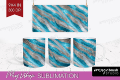 Turquoise Texture Mug Wrap - Glitter Background Mug PNG Product Image 1