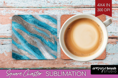 Turquoise Texture Square Coaster - Glitter Background PNG Product Image 1